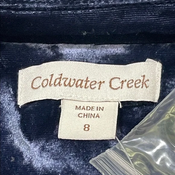NWT’s Gorgeous Coldwater Creek Midnight Blue Velvet Blazer Size 8